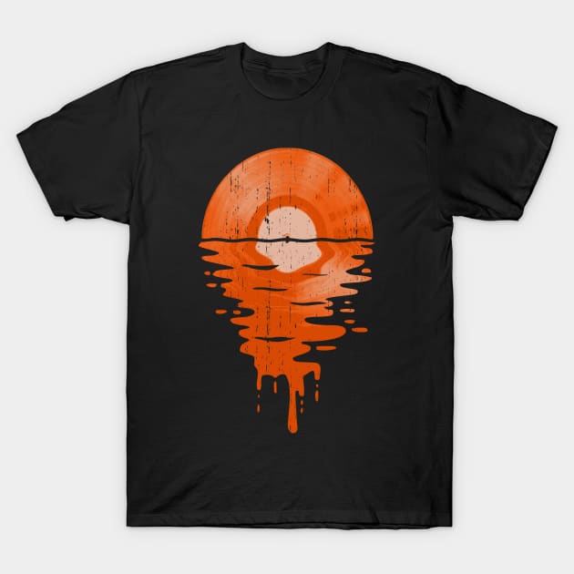 Cool Music Vinyl Record Vintage Retro Orange T-Shirt by Nerd_art